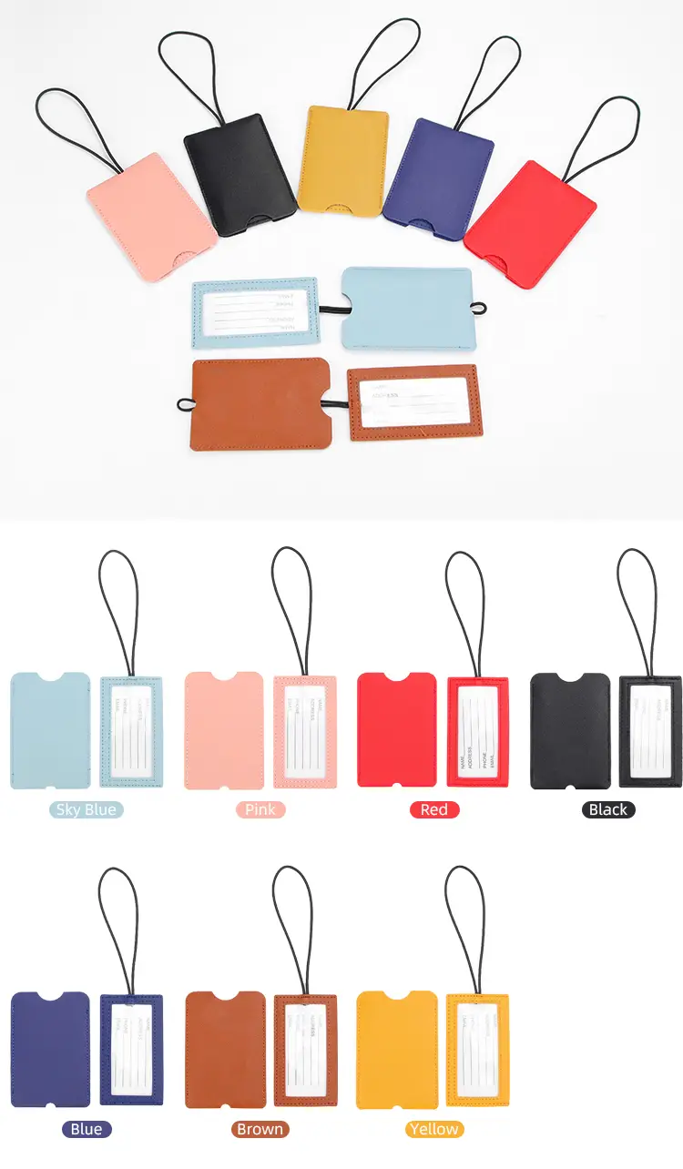 Leather luggage tag dimensions 11 x 7.5 cm